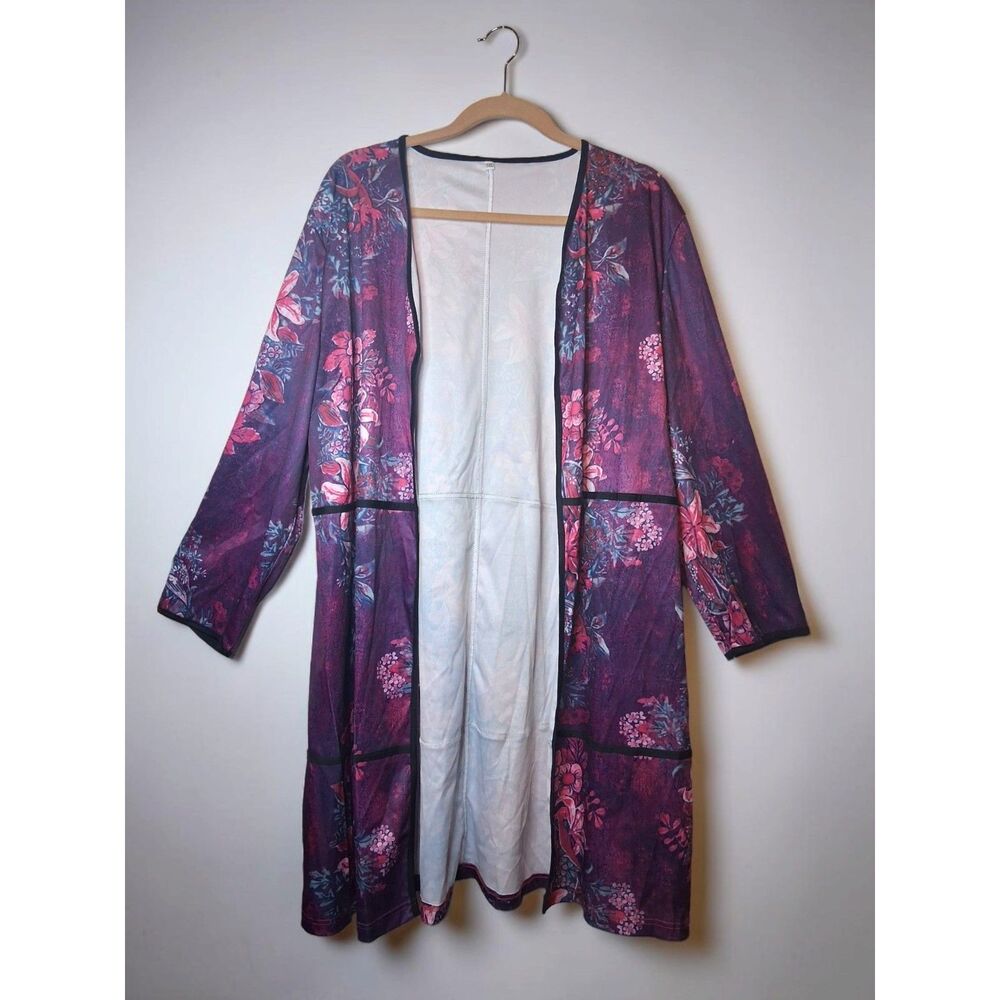 Plus Size 3X Floral Open Front Cardigan Duster - Whimsigoth, BohoChic, Floral